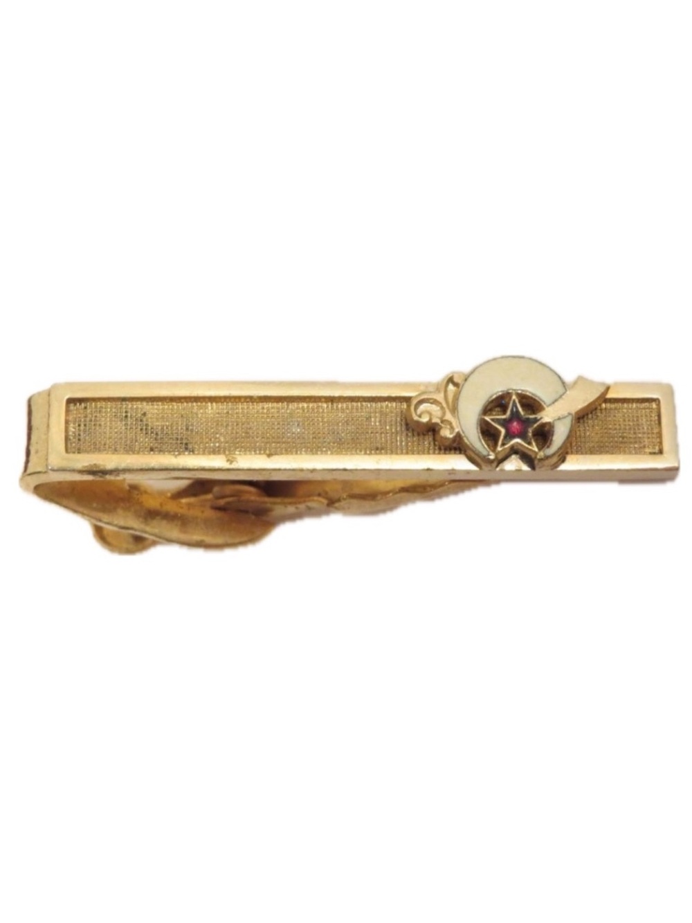 Shrine Tie Clasp-Enamel Crescent & Sword Insignia